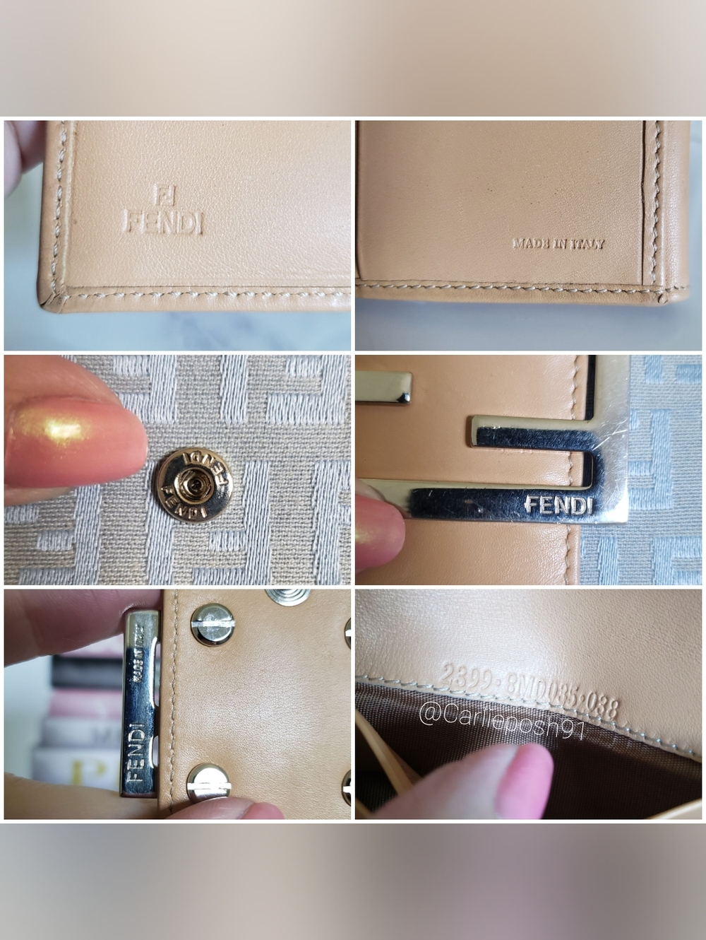 Authentic Pre-owned Fendi Zucchino FF Light Blue Compact Wallet - Picture 15 of 16